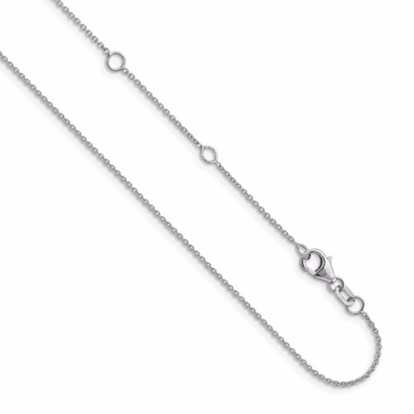 14k White Gold Round Cable Adjustable Chain